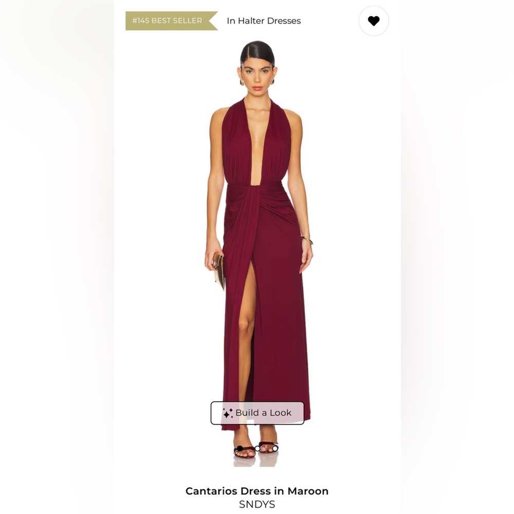 SNDYS Backless Halter Dress in Deep Red